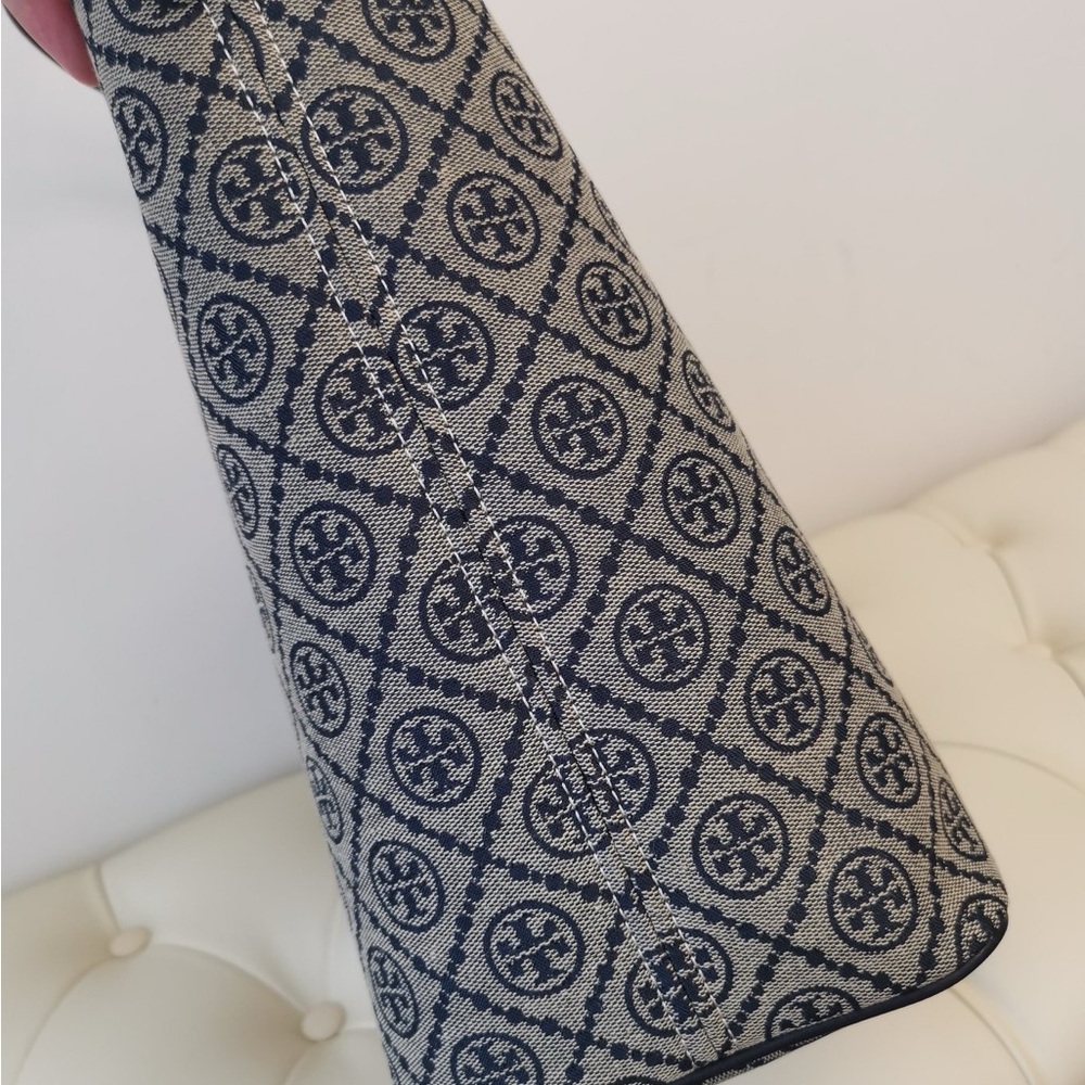 Tory Burch Elegant Navy Patterned Tote by [Brand] - Picture 3 of 7